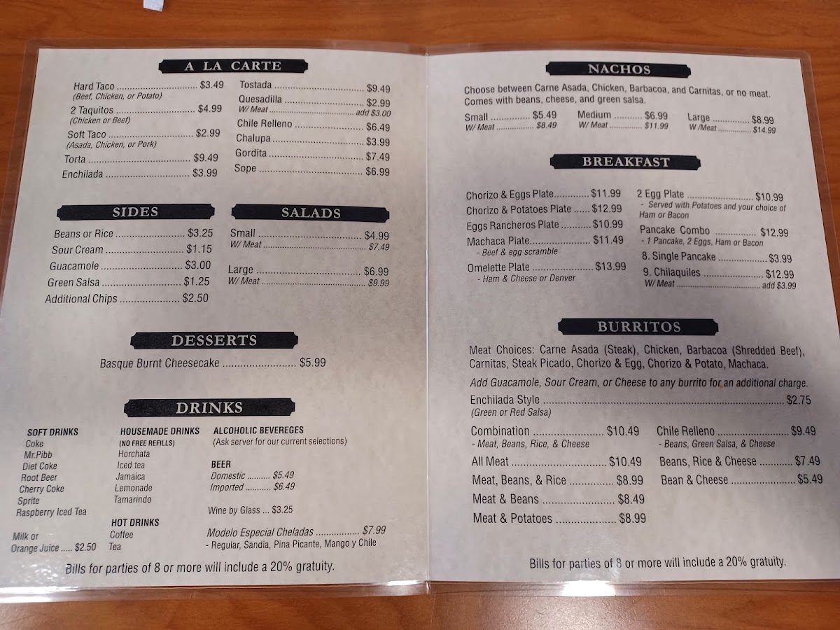 Los Jarritos Restaurants Menu - Image 1